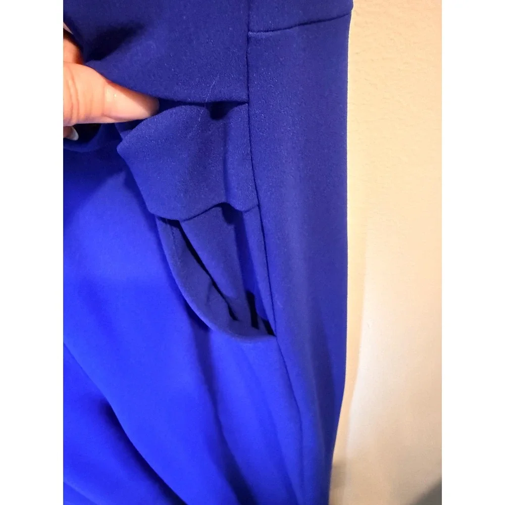 Calvin Klein Womens Royal Blue Wide Leg Draped Crossover Jumpsuit Plus Size 20W - Picture 6 of 10